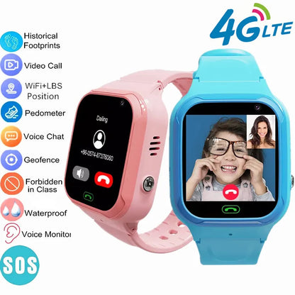 4G Smart Watch Kids SOS LBS WIFI SIM Card Network Smartwatch for Boy Girl Waterproof Real-Time Location Video Call Tracker Phone
