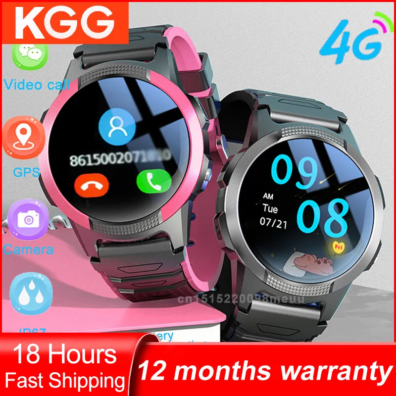 4G Kids Smart Watch with GPS Tracker Video Call SOS with Vibration Mute Mode Phone Children's Smartwatch 10 Years Birthday Gifts